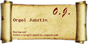 Orgel Jusztin névjegykártya